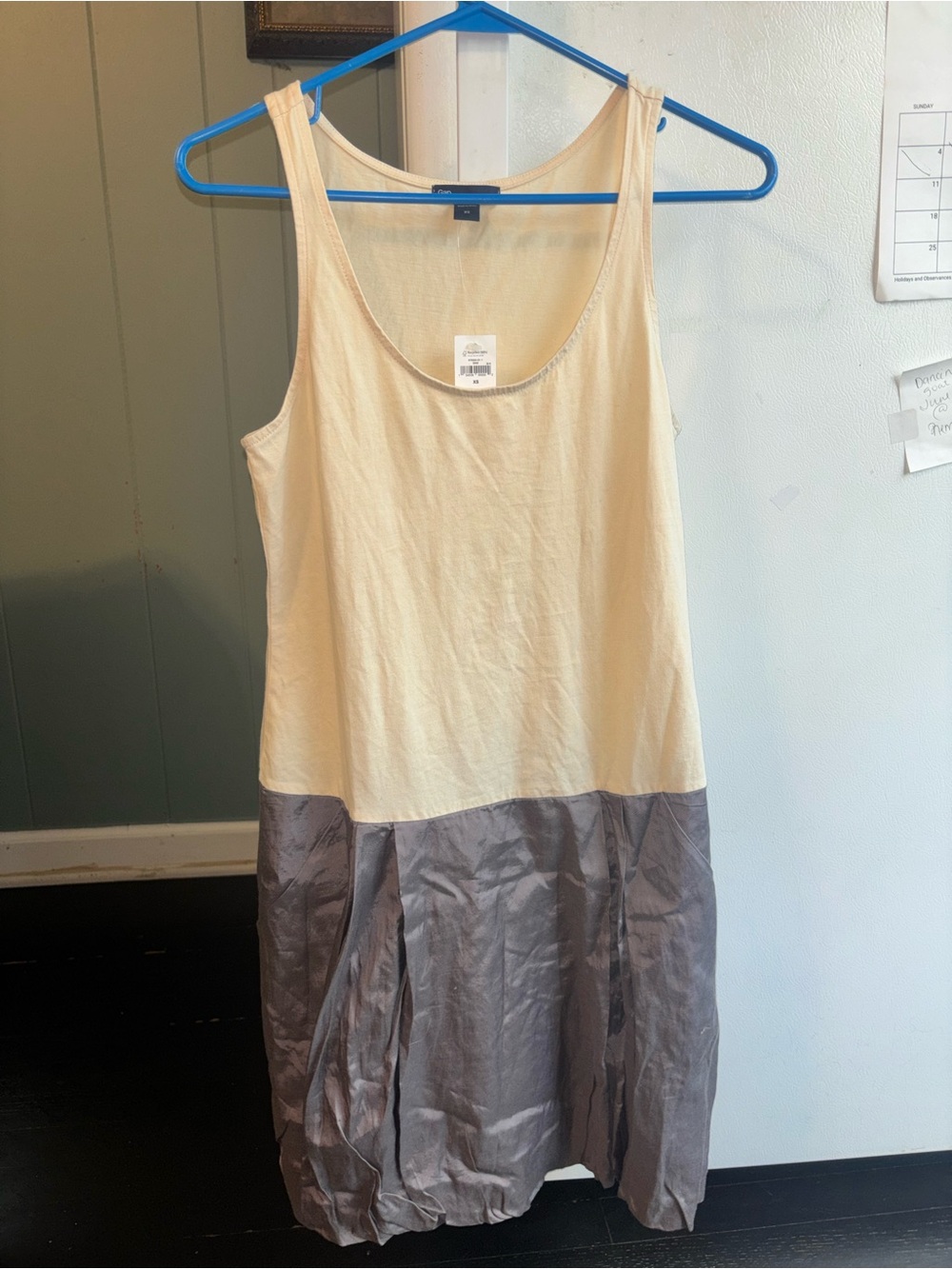 Gap cream  and Gray Two-Tone Tank Dress with pockets.